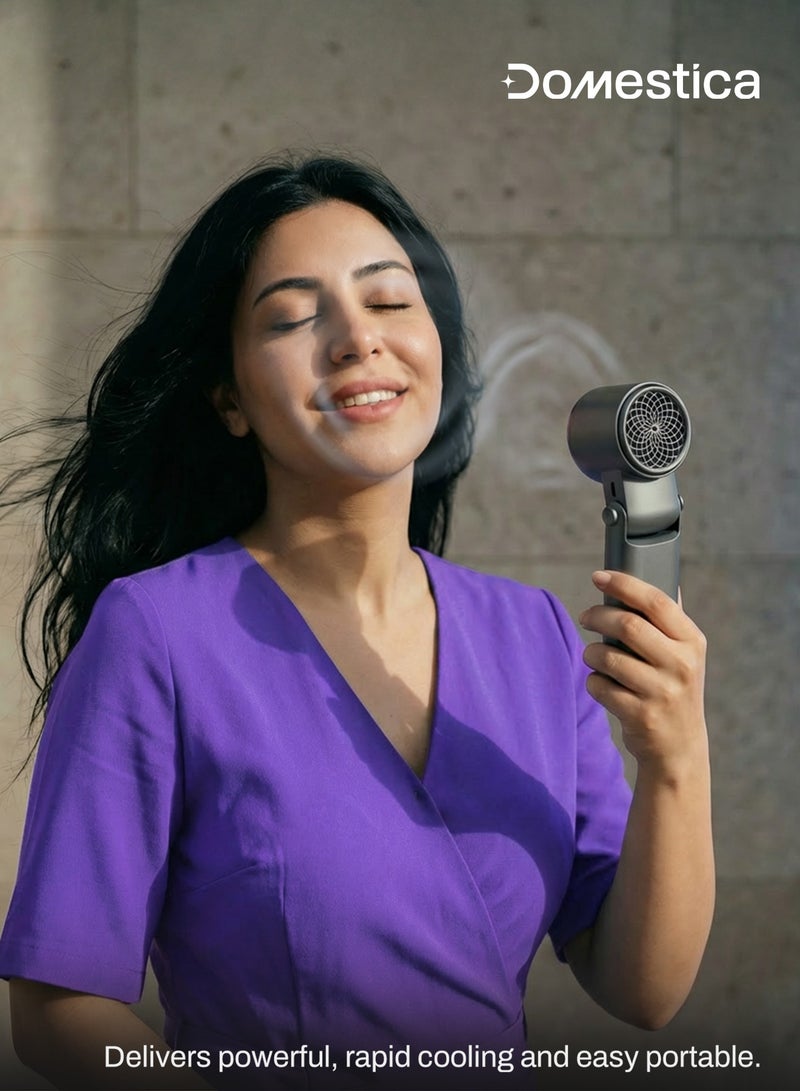 DOMESTICA Flö Portable Handheld Fan, 20000 RPM with IcyTouch™, 4000mAh USB Rechargeable Battery [Up to 12H], | Mini Pocket Hand Fan | Foldable Rechargeable Personal Fan, for Travel, Indoor & Outdoor Use Moon Berry - Image 2